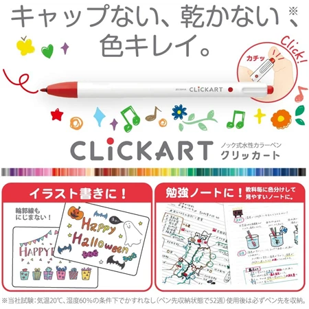 Filctoll ZEBRA 12db-os készlet Clickart nyomógombos 2mm kúphegy, vonalvastagság 0,6mm, világos színek