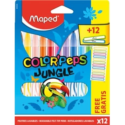 Filc készlet 12db-os+12matrica MAPED Color`Peps Jungle 2,8 mm kimosható