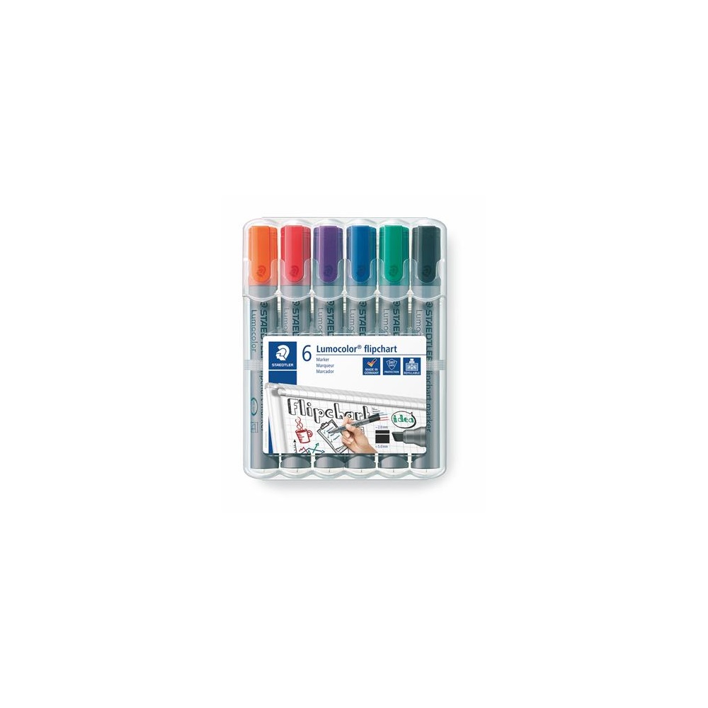 Staedtler 352-WP6 Permanent Bullet Tip Lumocolor Markers In A Wallet Of 6 Assorted Colours - View #9