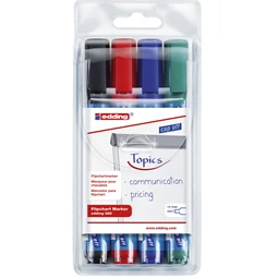 Flipchart marker készlet 4db-os EDDING 380 4 különböző szín, kerek hegy, 1,5–3 mm