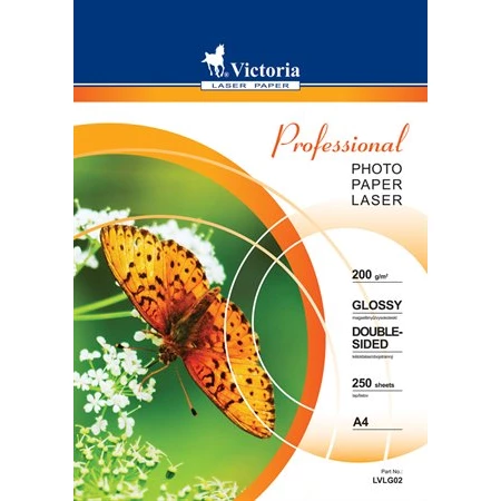 Fotópapír A/4 VICTORIA Professional 200gr, fényes, lézer, 2 oldalas, 250lap/csomag