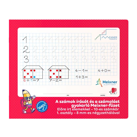 Füzet 245x295mm Meixner számok írás gyakorló, 1. osztályos 8mm sorközzel ICO Süni 32lap, fekvő 245x295mm