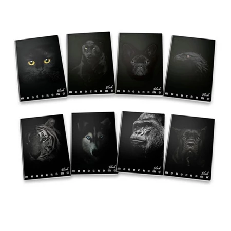 Füzet A/4 sima PIGNA 38 lapos Monocromo Black vegyes, minta nem választható