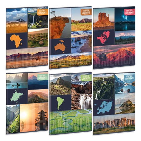 Füzet A/4 vonalas ARS UNA 40lap Beautiful Continents