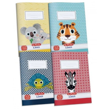 Füzet A/5 1.osztály vonalas HERLITZ 32lap Cute Animals 14-32 vegyes, minta nem választható