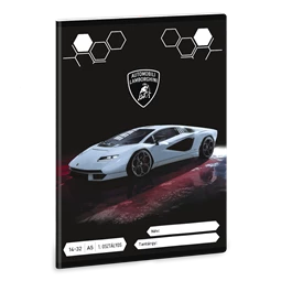 Füzet A/5 1.osztály vonalas ARS UNA 32lap Lamborghini fekete-fehér 14-32