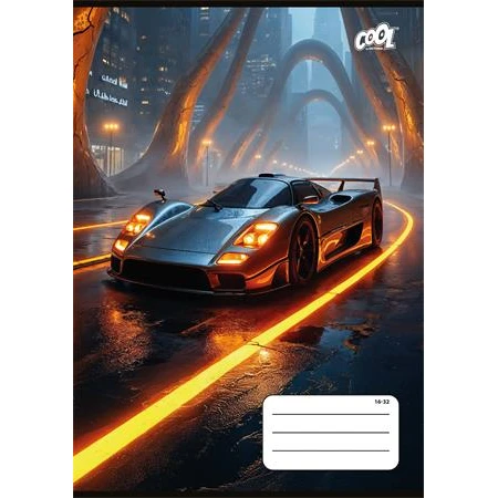 Füzet A/5 2. osztály vonalas, COOL BY VICTORIA 32 lap, 2. osztály, "Future Cars" 16-32