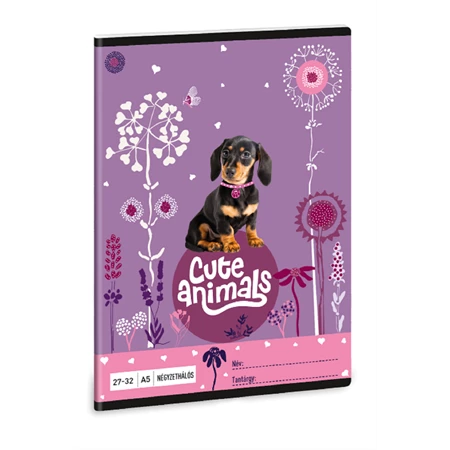 Füzet A/5 kockás ARS UNA 32lap Cuki állatok Puppy 27-32