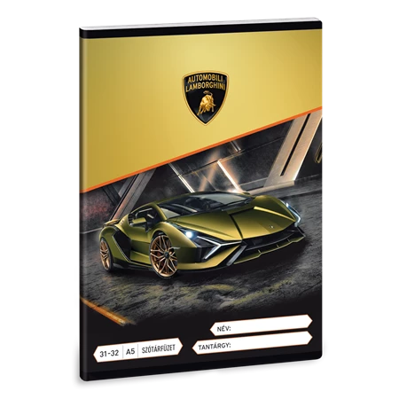 Füzet A/5 szótár ARS UNA 32lap Lamborghini fekete-arany 31-32
