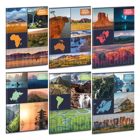 Füzet A/4 vonalas ARS UNA 40lap Beautiful Continents