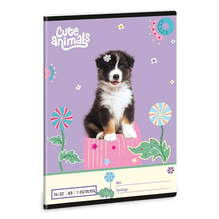 Füzet A/5 1.osztály vonalas ARS UNA 32lap Cute animals-Aussie 14-32