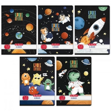 Füzet A/5 1.osztály vonalas HERLITZ 32 lap Space Adventures 14-32 vegyes, minta nem választható