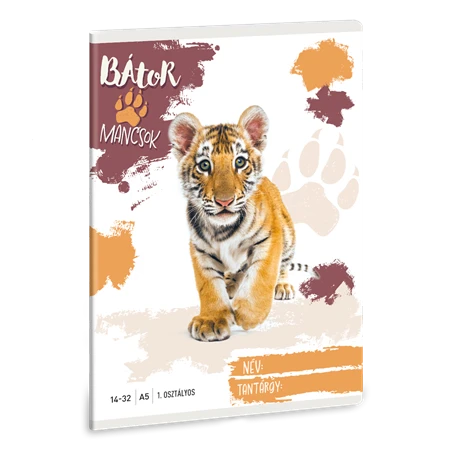 Füzet A/5 1. osztályos vonalas ARS UNA 32lap Bátor mancsok Tigris 14-32