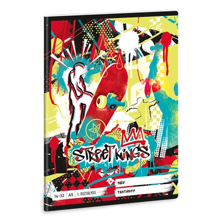 Füzet A/5 1. osztályos vonalas ARS UNA 32lap Street Kings 14-32