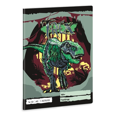 Füzet A/5 1. osztályos vonalas ARS UNA 32lap T-REX 14-32