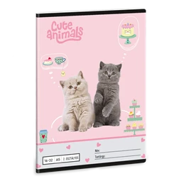 Füzet A/5 2.osztály vonalas ARS UNA 32lap Cute animals-tea party 16-32