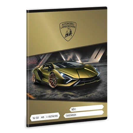 Füzet A/5 2.osztály vonalas ARS UNA 32lap Lamborghini 16-32