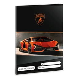 Füzet A/5 2.osztály vonalas ARS UNA 32lap Lamborghini fekete-narancs 16-32