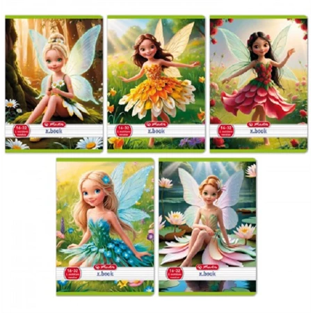 Füzet A/5 2.osztály vonalas HERLITZ 32lap Flower Fairy 16-32 vegyes, minta nem választható