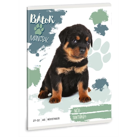 Füzet A/5 kockás ARS UNA 32lap Cuki állatok Rottweiler