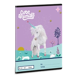 Füzet A/5 sima ARS UNA 32lap Cute Animals - Unicorn 20-32