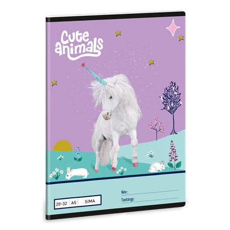 Füzet A/5 sima ARS UNA 32lap Cute Animals - Unicorn 20-32