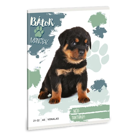 Füzet A/5 vonalas ARS UNA 40lap Bátor Mancsok-Rottweiler 21-32