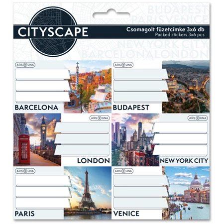 Füzetcimke ARS UNA 18db-os Cityscape - Nagyvárosok