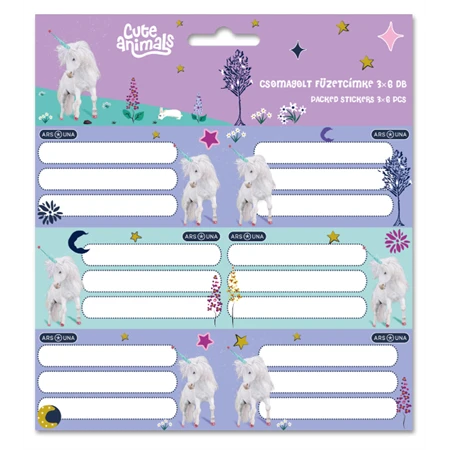 Füzetcimke ARS UNA 18db-os Cute Animals-unicorn