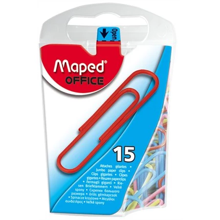 Gémkapocs 50 mm MAPED, műanyag bevonatú fém, 15db/csomag