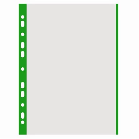 Genotherm fűzős A/4 40 mikron, színes oldalcsíkos, zöld, 100db/csomag