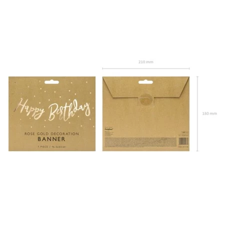 Girland Happy Birthday felirattal 16,5x62cm arany színű