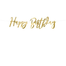 Girland Happy Birthday felirattal 16,5x62cm arany színű