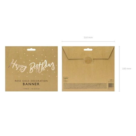 Girland Happy Birthday felirattal 16.5x62cm rosegold