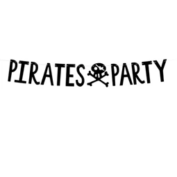 Girland Pirates Party felirattal 14x100cm fekete papír