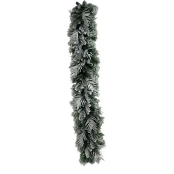 Girland fenyő, pálmalevelekkel, havas műanyag 190cm zöld, fehér