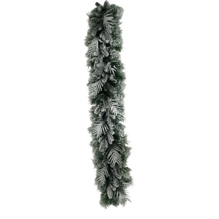 Girland fenyő, pálmalevelekkel, havas műanyag 190cm zöld, fehér