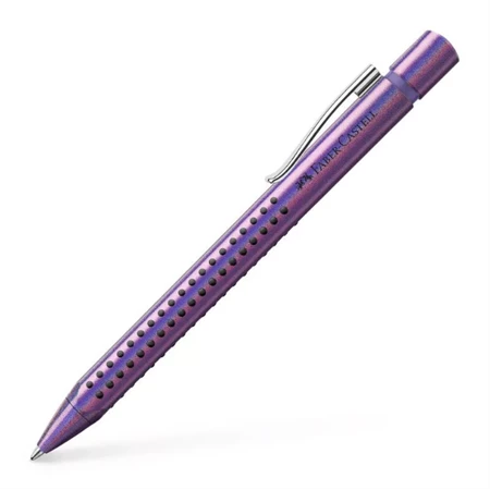 Golyóstoll FABER GLAM Grip gyöngyház lila színű test, írásszín kék, vonalvastagság: XB