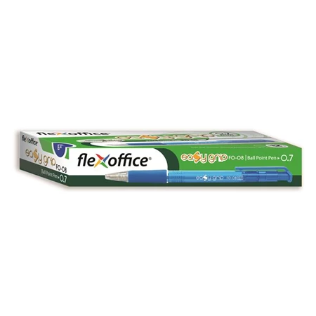 Golyóstoll FLEXOFFICE EasyGrip 0,4 mm, nyomógombos, fekete