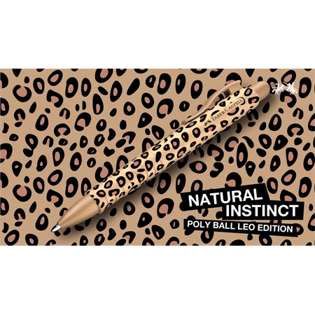 Golyóstoll Faber-Castell Poly Ball Leo Edition, párduc mintás barna test, írásszín kék, vonalvastagság XB Natural Instin