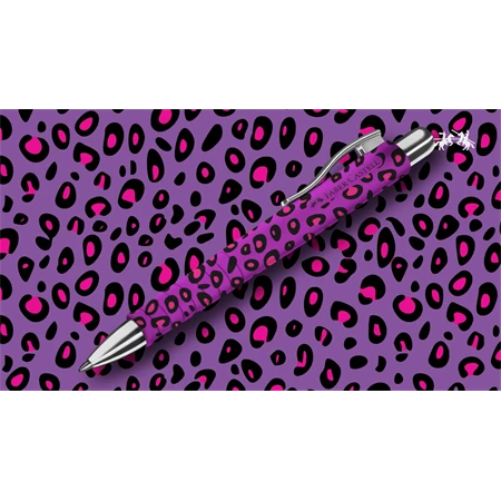 Golyóstoll Faber-Castell Poly Ball Leo Edition, párduc mintás lila test, írásszín kék, vonalvastagság XB, Night Lights