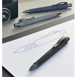 Golyóstoll Faber-Castell Poly Ball kőszürke színű test, írásszín kék, vonalvastagság: XB