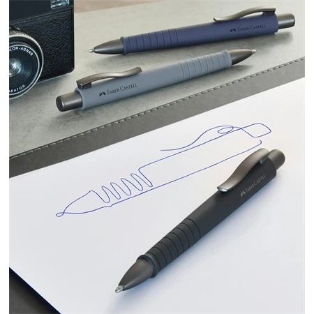 Golyóstoll Faber-Castell Poly Ball kőszürke színű test, írásszín kék, vonalvastagság: XB