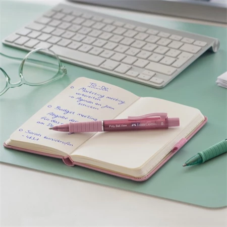 Golyóstoll Faber-Castell Poly Ball View rózsa árnyékok test, írásszín kék, vonalvastagság: XB