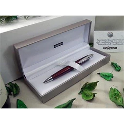 Golyóstoll INOXCROM Zeppelin burgundi vörös+ezüst klipsz, dobozban