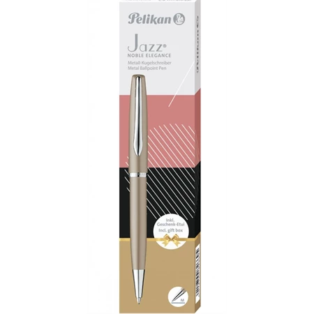 Golyóstoll PELIKAN Jazz Noble Elegance fém, díszdobozban, Taupe, kék tollbetéttel