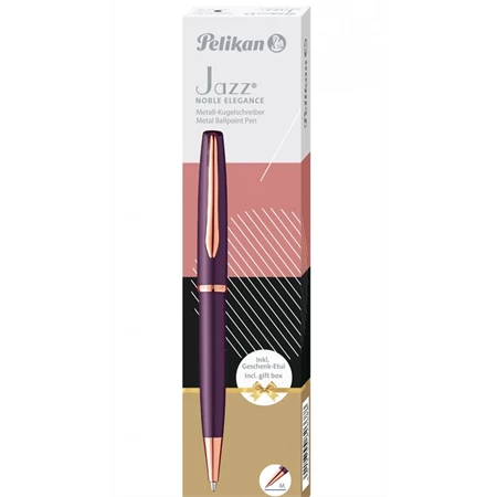 Golyóstoll PELIKAN Jazz Noble Elegance fém, díszdobozban, Viola, kék tollbetéttel