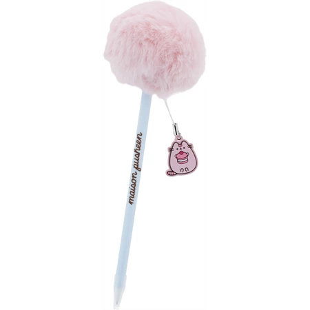 Golyóstoll Pusheen pompomos, kupakos rózsaszín-kék