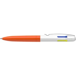 Golyóstoll SCHNEIDER négyszínű  0,5 mm, nyomógombos, Take 4 Neon narancs-fehér tolltest