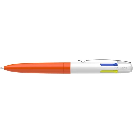 Golyóstoll SCHNEIDER négyszínű  0,5 mm, nyomógombos, Take 4 Neon narancs-fehér tolltest